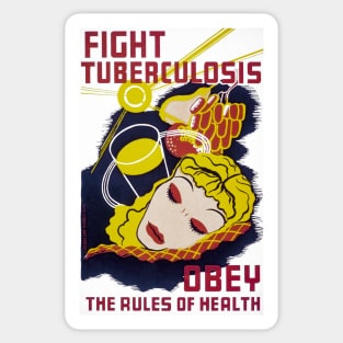 Digitally Restored Vintage Public Health Poster to fight Tuberculosis, WPA Poster Sticker